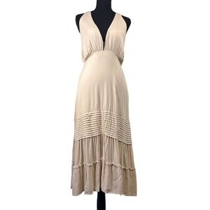 Aura Lauren Pintuck Ruffle Tiered Midi Dress S Romantic Ethereal Boho Wedding